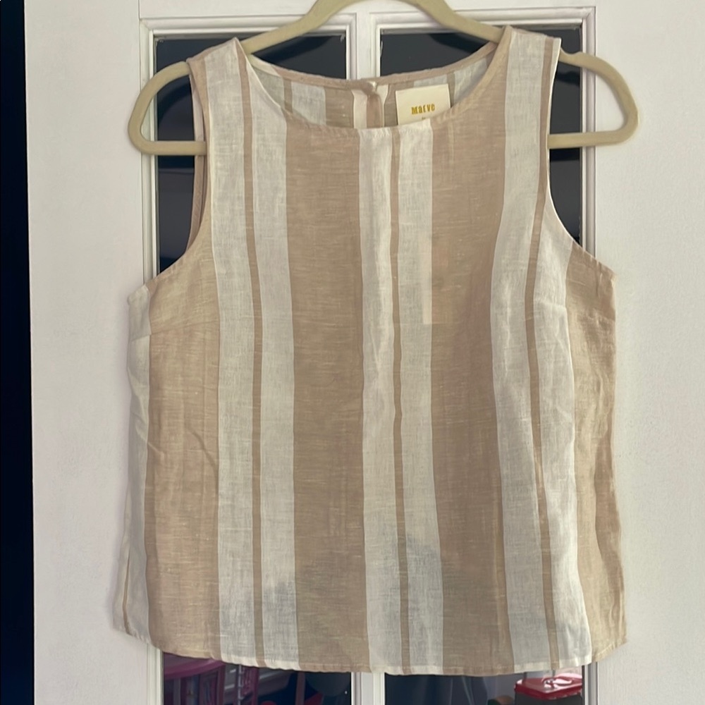 Maeve Tan and Cream Boxy Tank Top